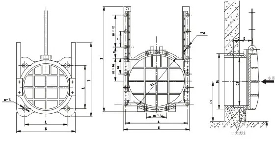 明杆式铸铁圆闸门结构图