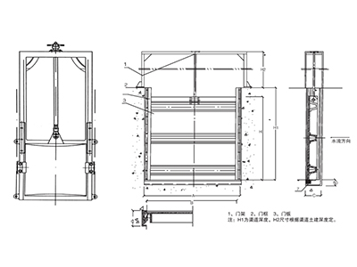 机闸一体式铸铁闸门安装结构图及安装步骤要点
