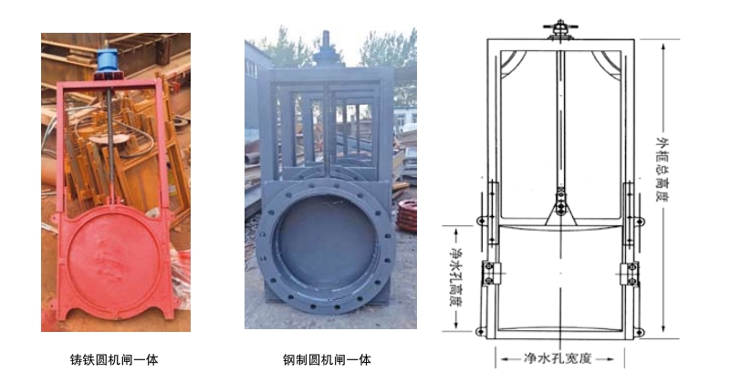 手提式铸铁镶铜闸门结构图