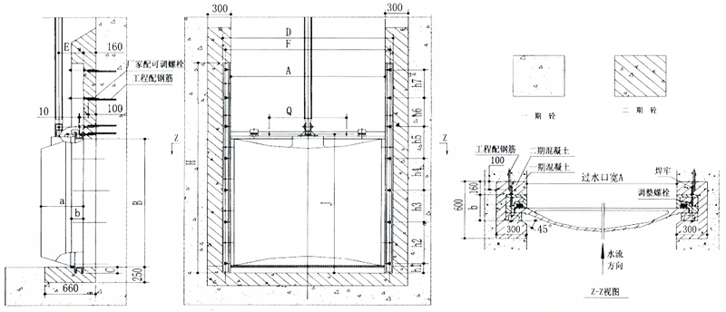 SPGZ双向止水铸铁闸门安装结构图