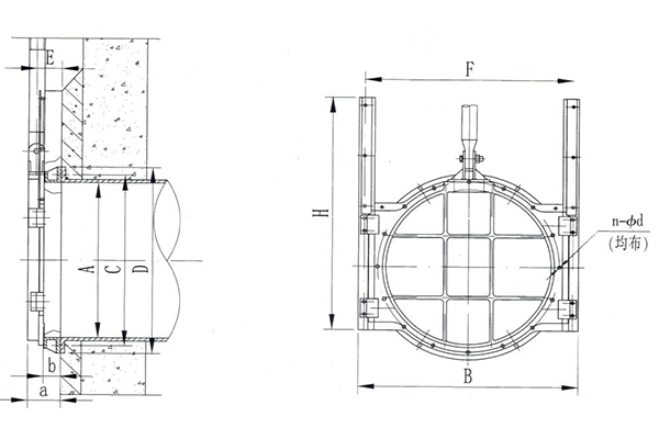 PZFY圆形平面铸铁闸门安装结构图