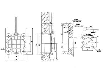 附壁式铸铁闸门安装结构图